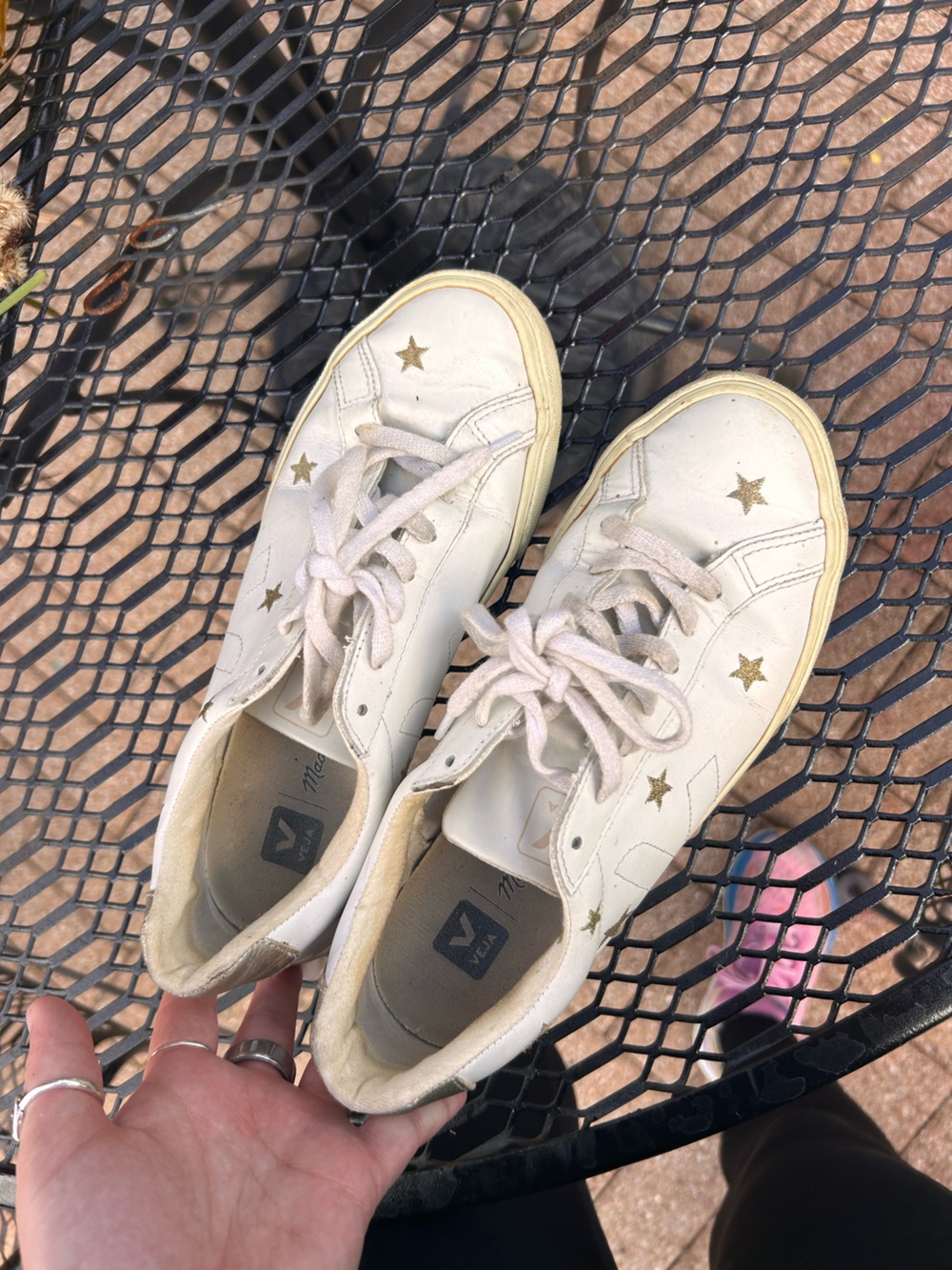 Veja X Madewell Esplar Low Sneakers Gold Embroidered Stars Size 9